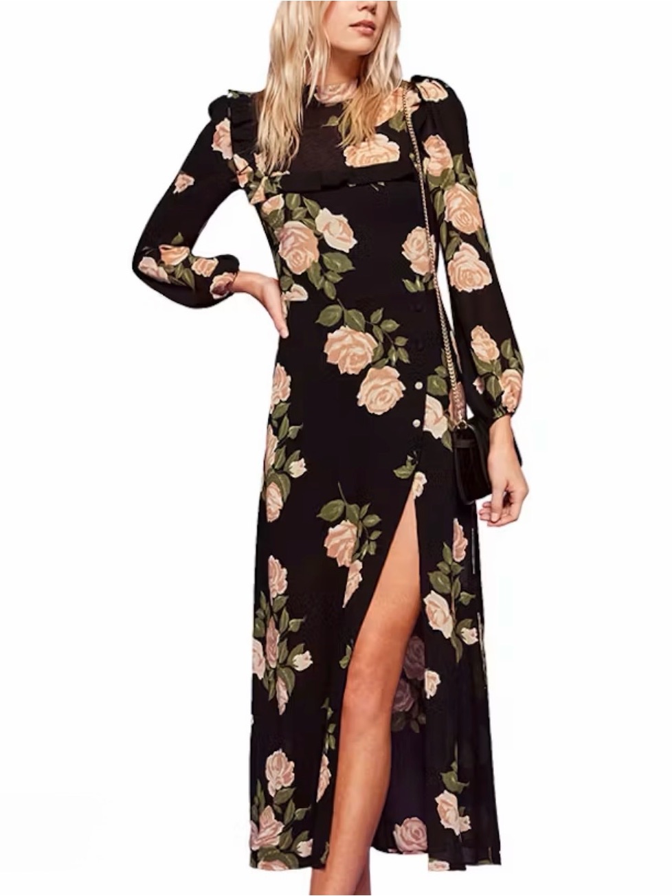 Reformation Floral Black Maxi Dress